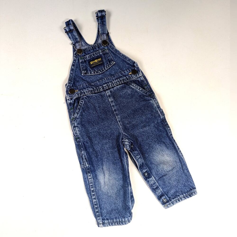 Vtg Oshkosh Bgosh Overalls Unisex Sz 18m Medium Wash 90s Classic